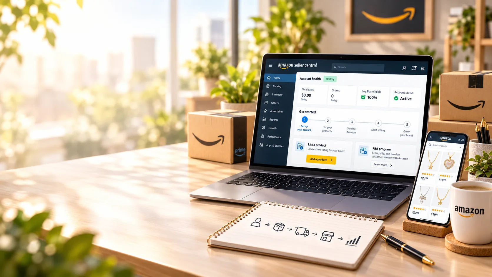 Amazon FBA launch workspace prepared for service consultation