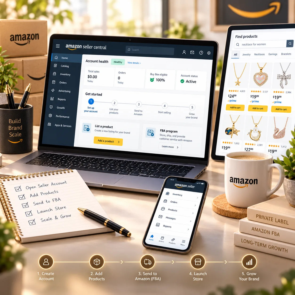 Amazon Seller Central onboarding and store launch workflow