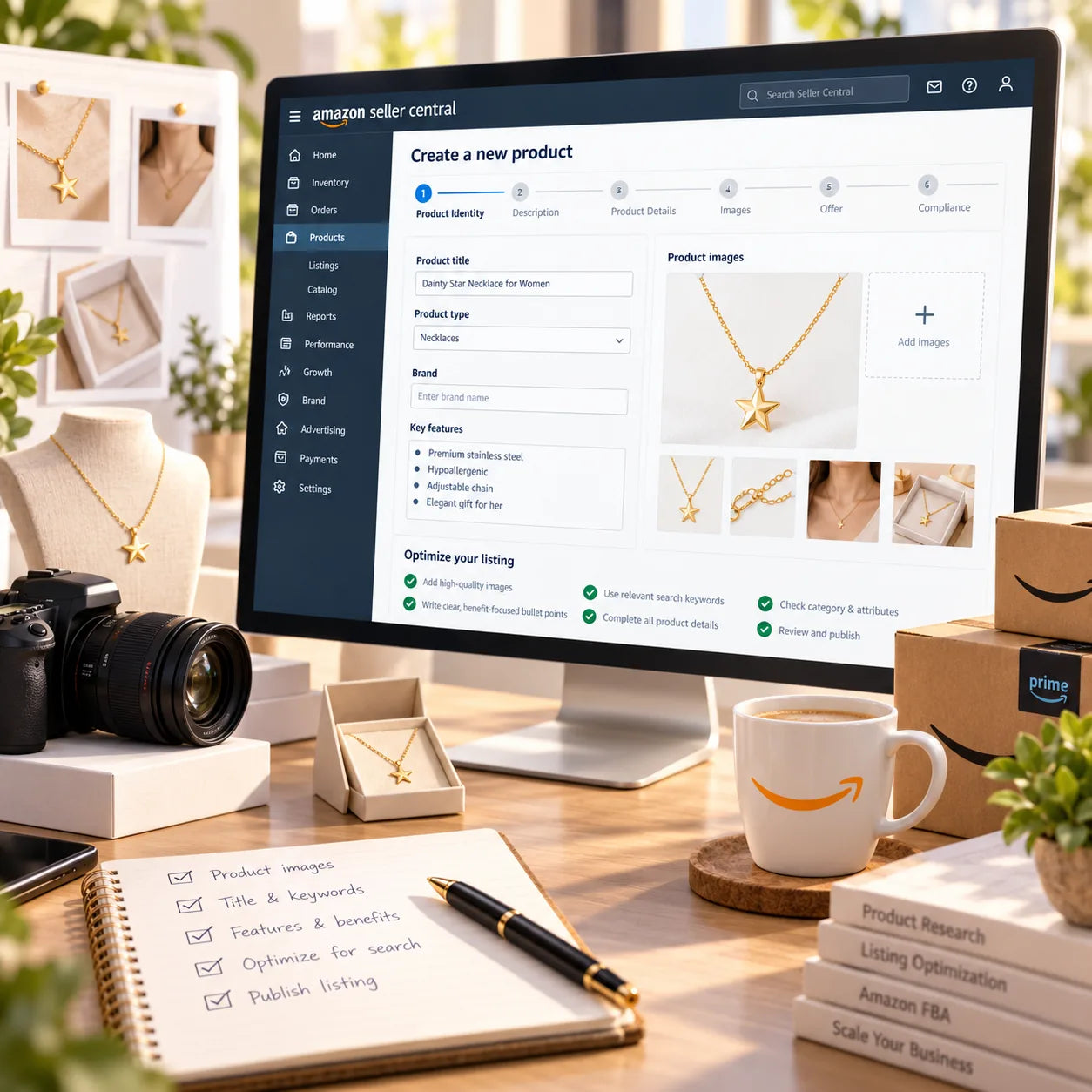 Amazon Seller Central product listing creation workflow