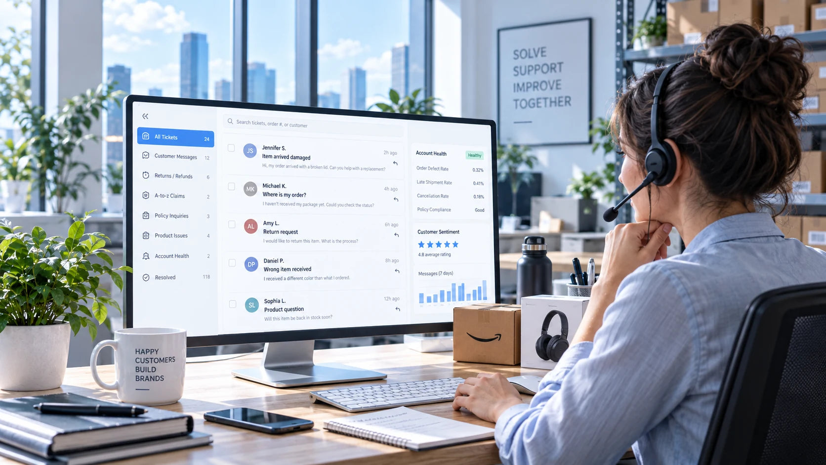 Customer-support and marketplace issue follow-up workspace