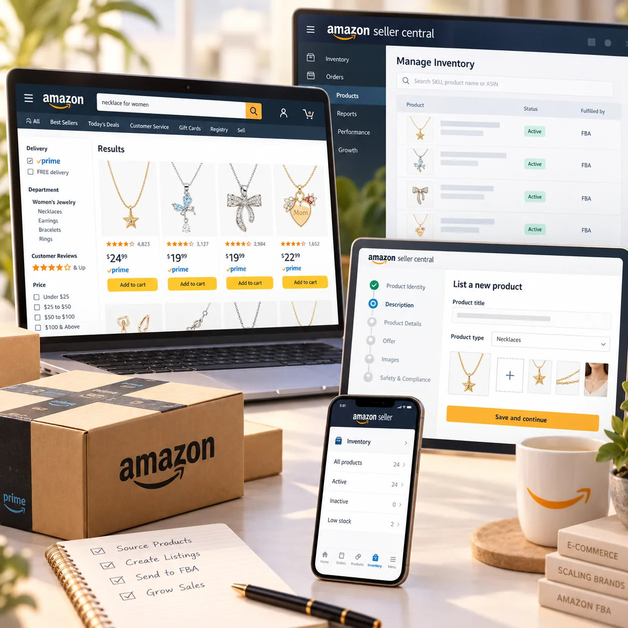 Amazon storefront, listings and inventory management ecosystem
