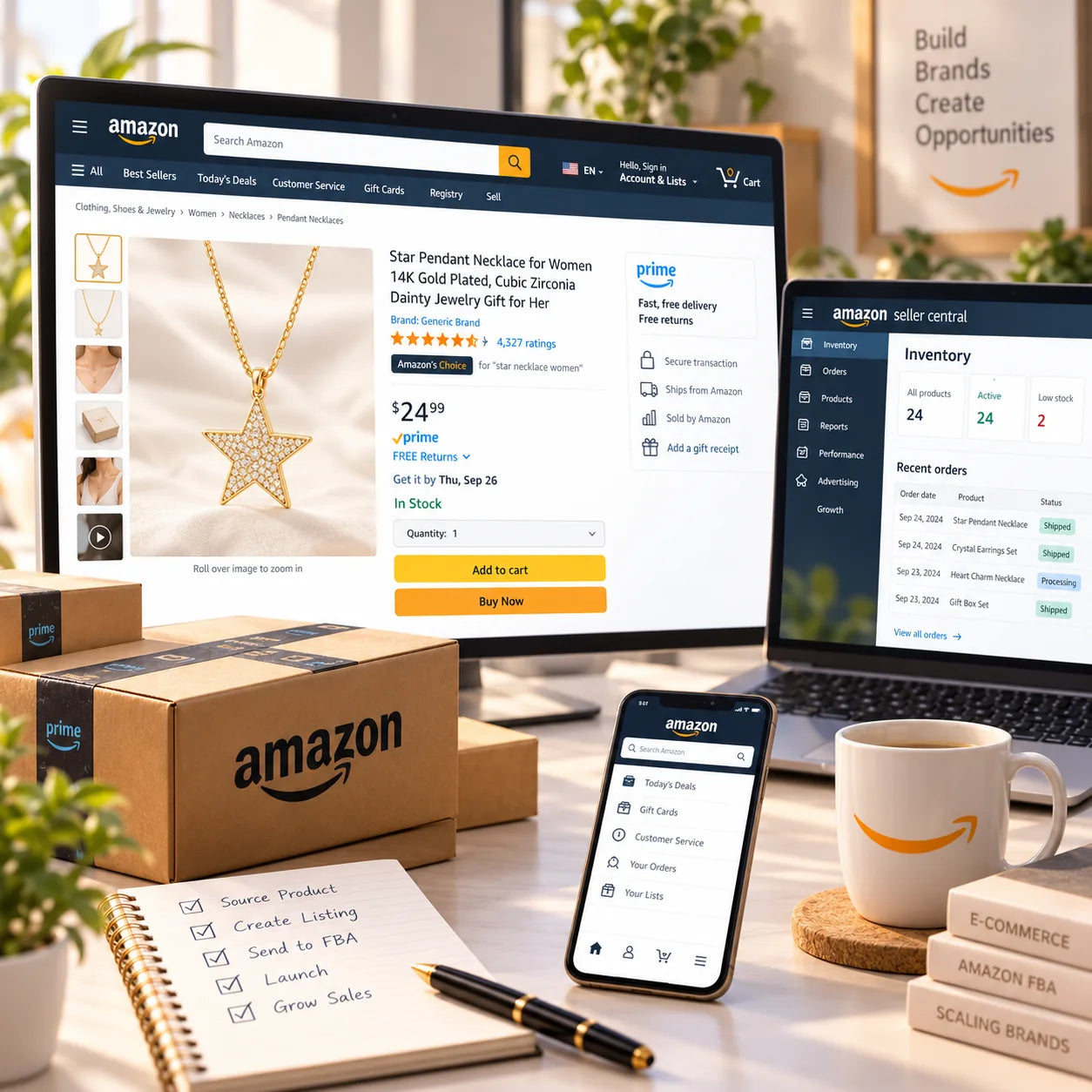 Published Amazon product page and seller operation visual