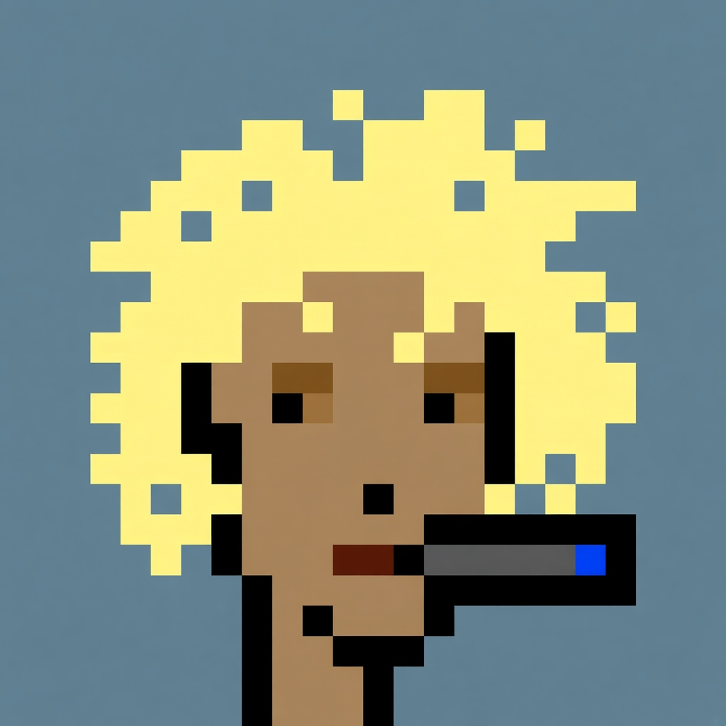 CryptoPunk pixel portrait with bright yellow hair